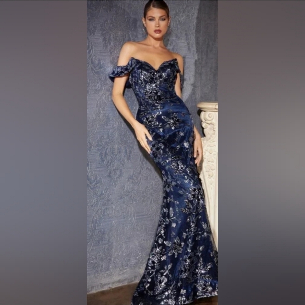 Cinderella Shimmering Blue Silver Evening Dress